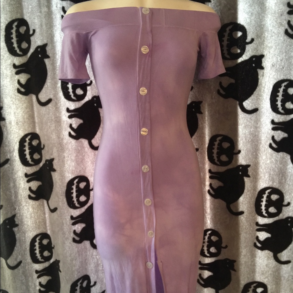Purple off shoulder dress